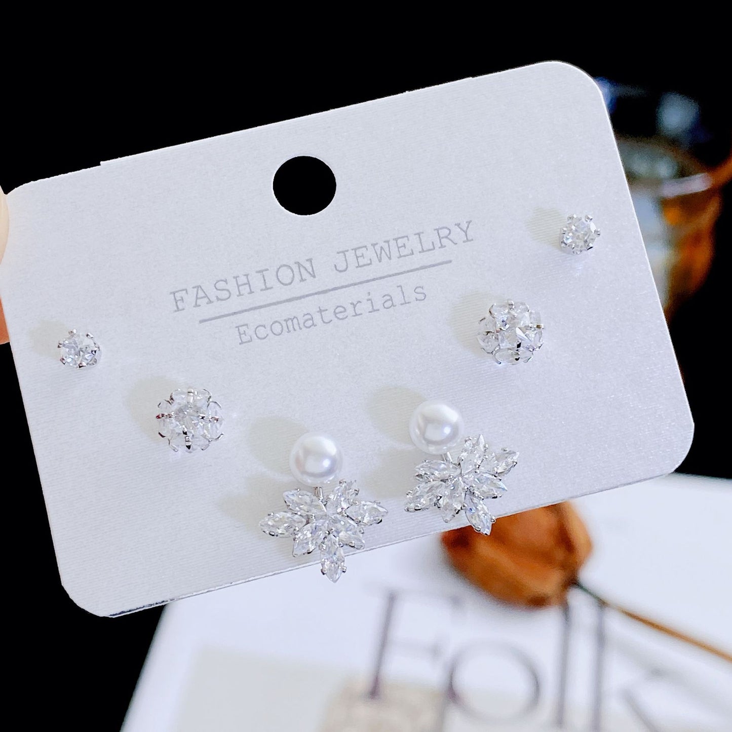 Women's Needle Simple Series Three Pairs Storage Ear Rings