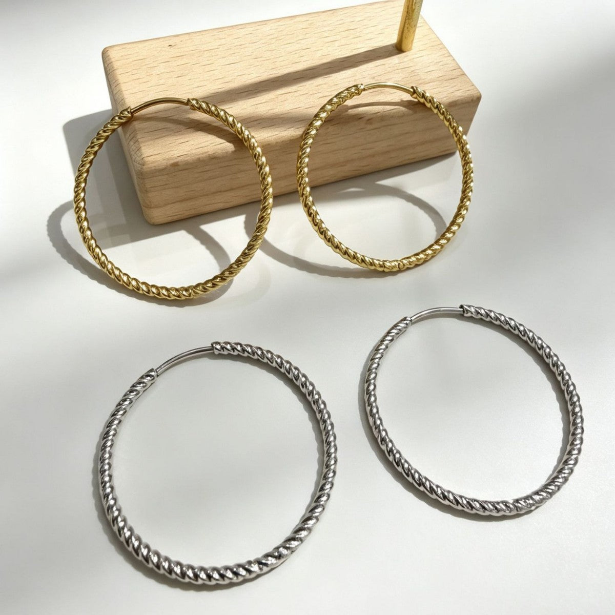 Stainless Steel Simple Ear Vintage Texture Earrings