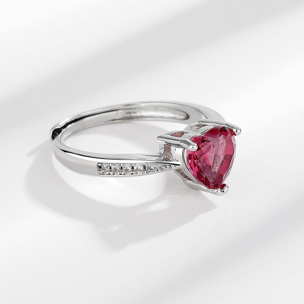 Light Luxury Temperament Imitation Natural Ruby Zircon Opening Adjustable Ring