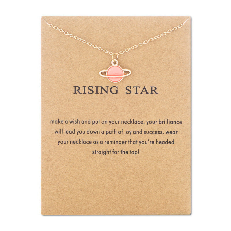 Starry Sky Series Drop Oil Saturn Earth Necklace