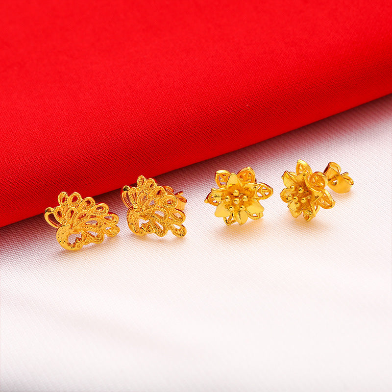 Women's Plated Vietnam Placer Gold Small Ear Bar Simulation Rings
