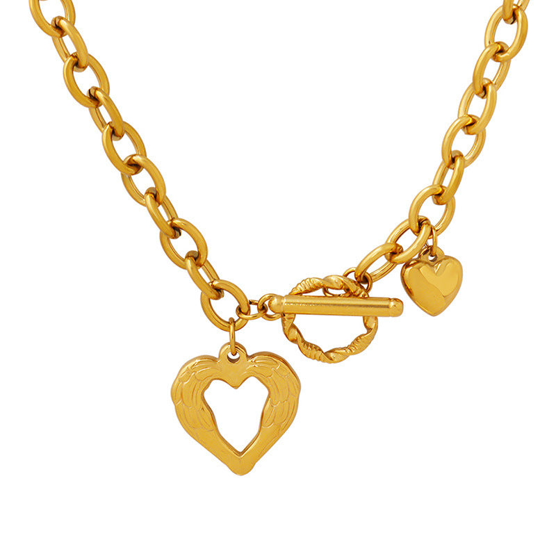 Thick Chain Heart-shaped Buckle Female Titanium Necklaces