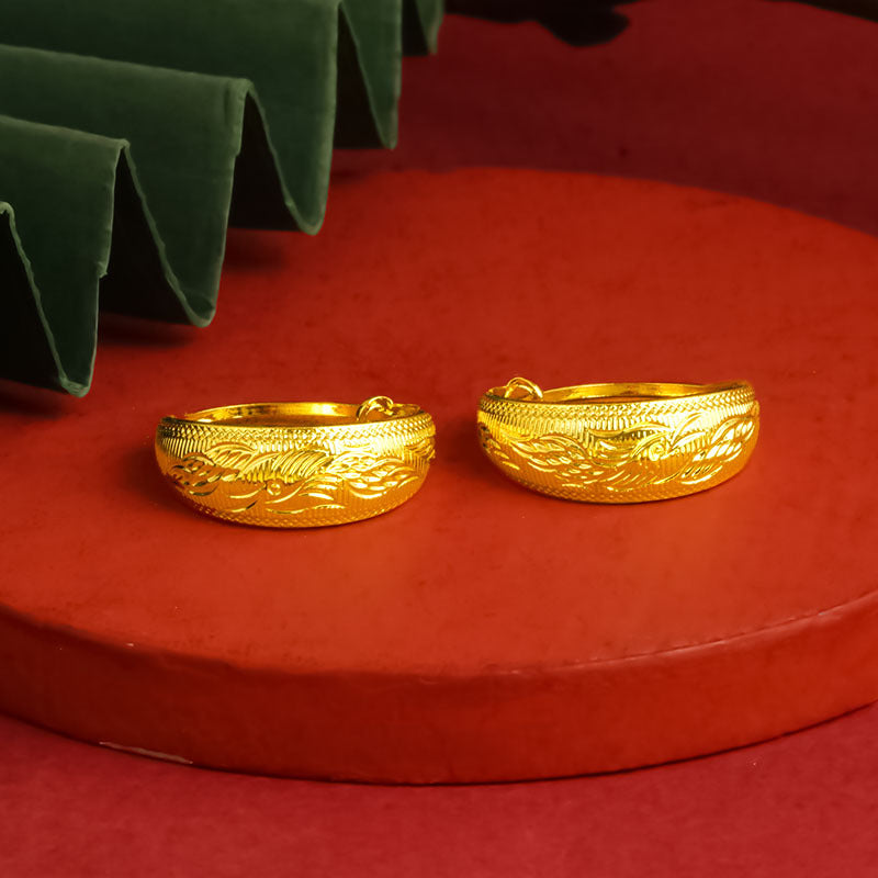 Classic Pouch Dragon Phoenix Ear Chinese Rings