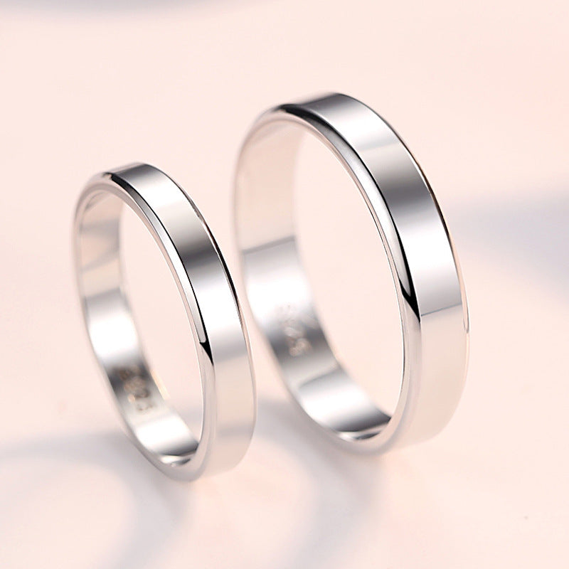 Sier Couple Classic Closed Trim Glossy Rings