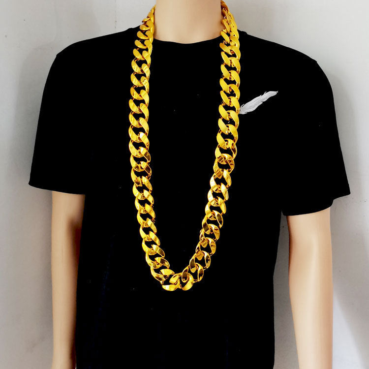 Hip Hop Exaggerated Chain Plastic Simulation Gold Necklaces