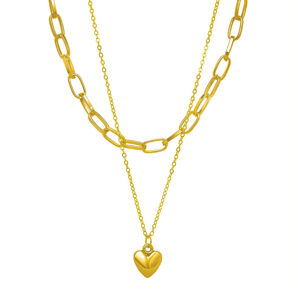 Cold Style Pullover Chain Peach Heart Necklaces