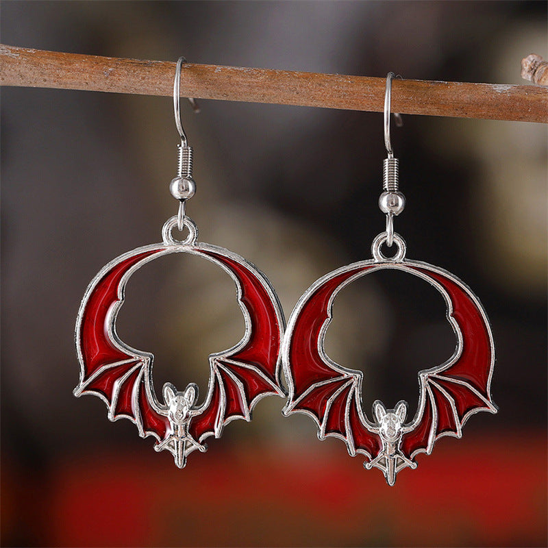 Eccentric Personality Dark Bat Halloween Series Earrings