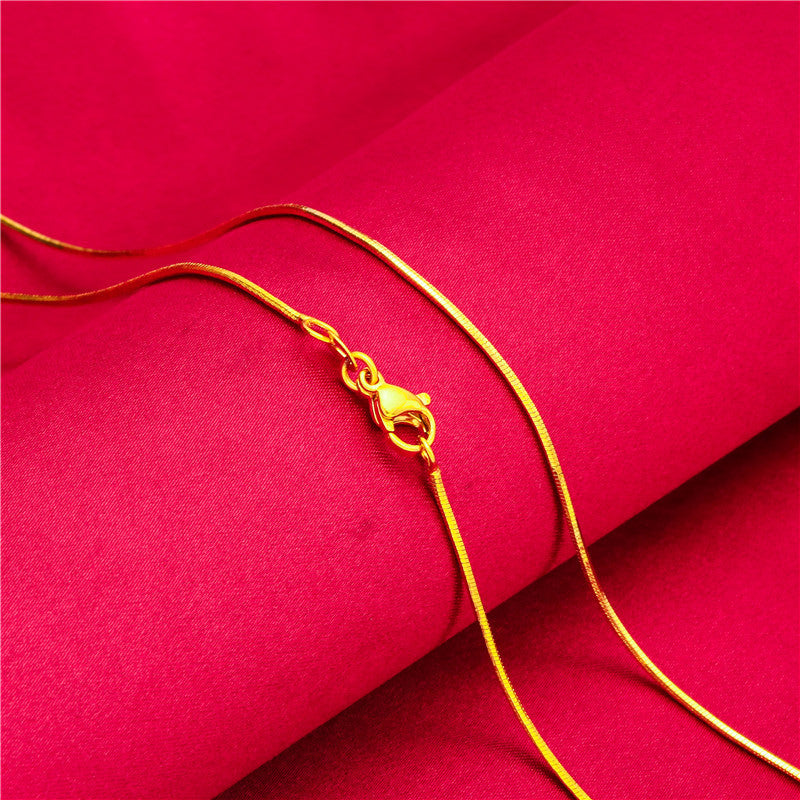 Women's Lobster Buckle Color Gold Plated Water Wave Chain Snake Bones Necklace