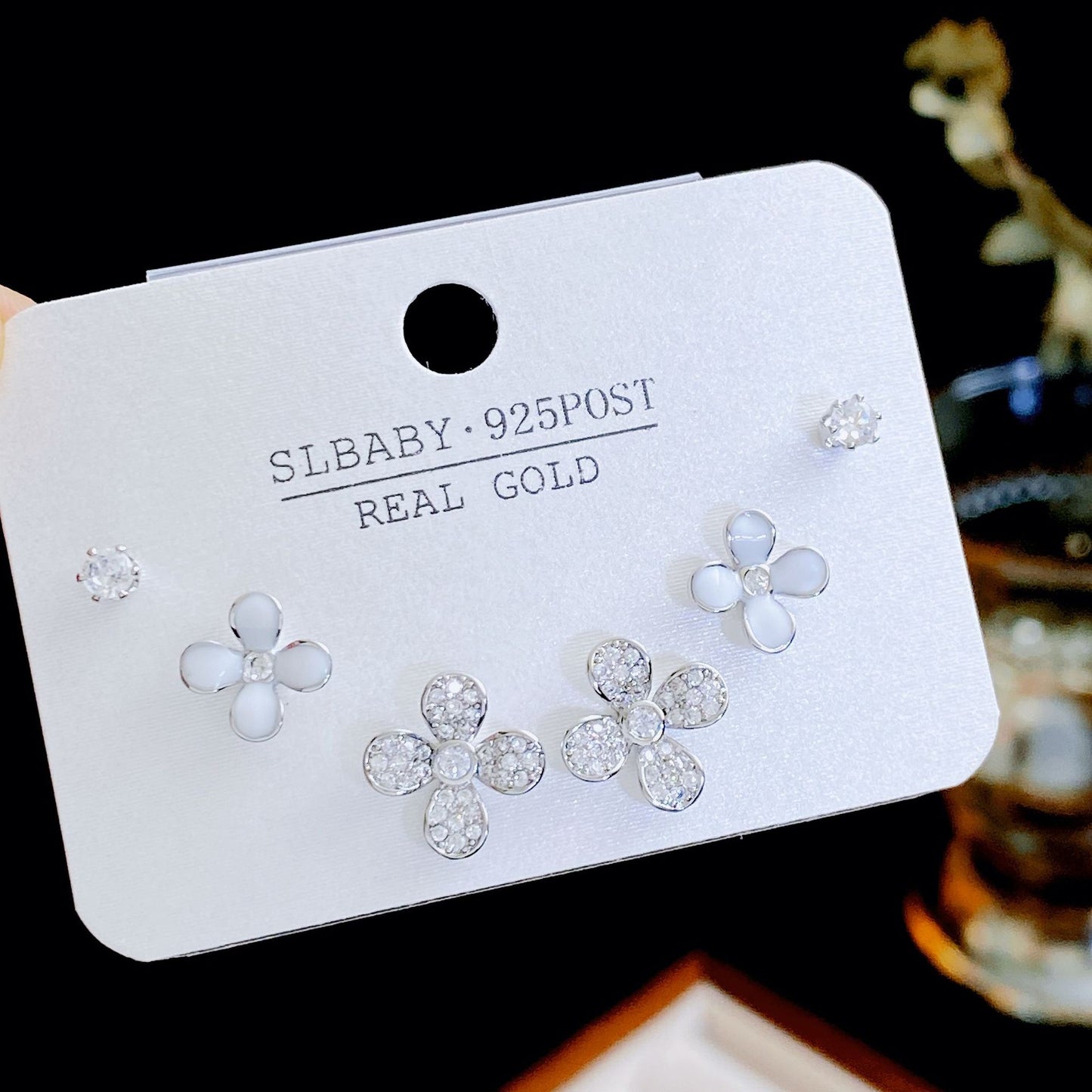 Women's Needle Simple Series Three Pairs Storage Ear Rings