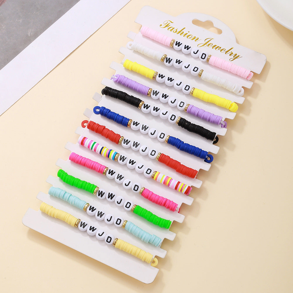 Women's High-grade Bridal Team Colorful Polymer Clay Love Bracelets