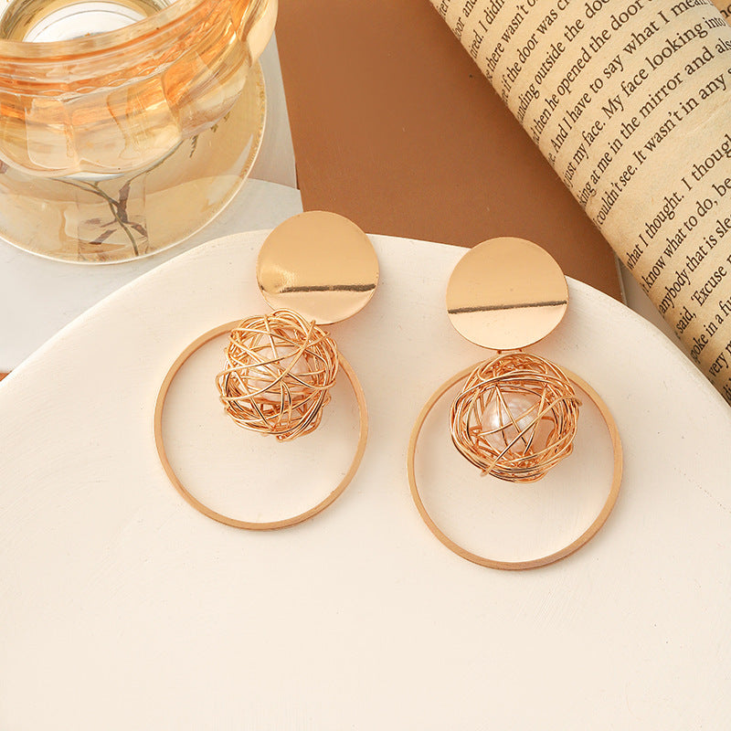 Korean Style Simple Vintage Pearl High-grade Ear Tassel Female Niche Earrings