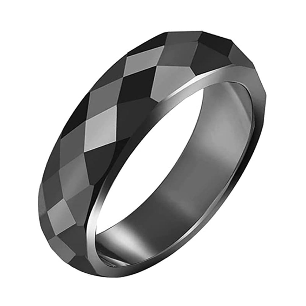 Women's & Men's Hematite Shank Haematite Curved Diamond Surface Ring