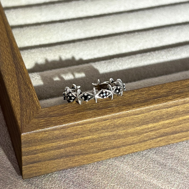 Trendy Vintage Flower-de-luce Cross Punk Open Female Dark Style Crown Rings