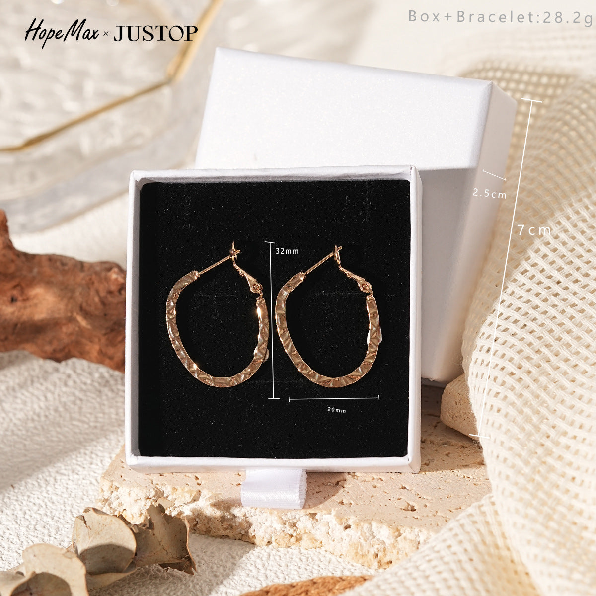Fashion Retro Oval Hammered Simple Niche Earrings