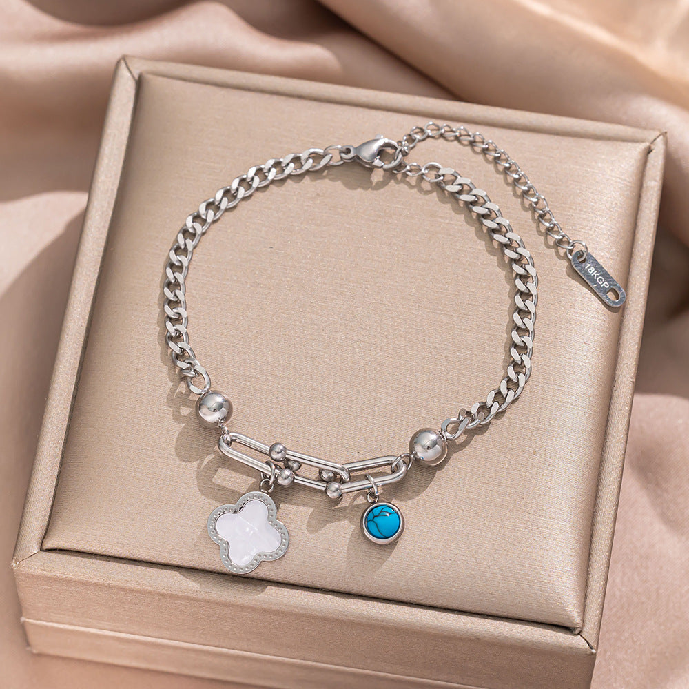 Buckle Chain Turquoise Butterfly Roman Round Peach Bracelets