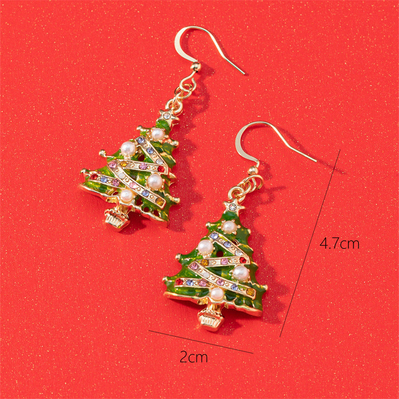 Women's Creative Christmas Fashion Colorful Tree High Sense Earrings