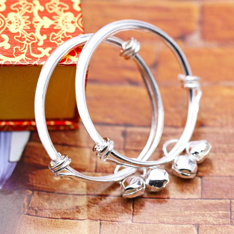 Children's Gold-plated Glossy Round Belly Drawing Of Lots Bell Fair Bracelets