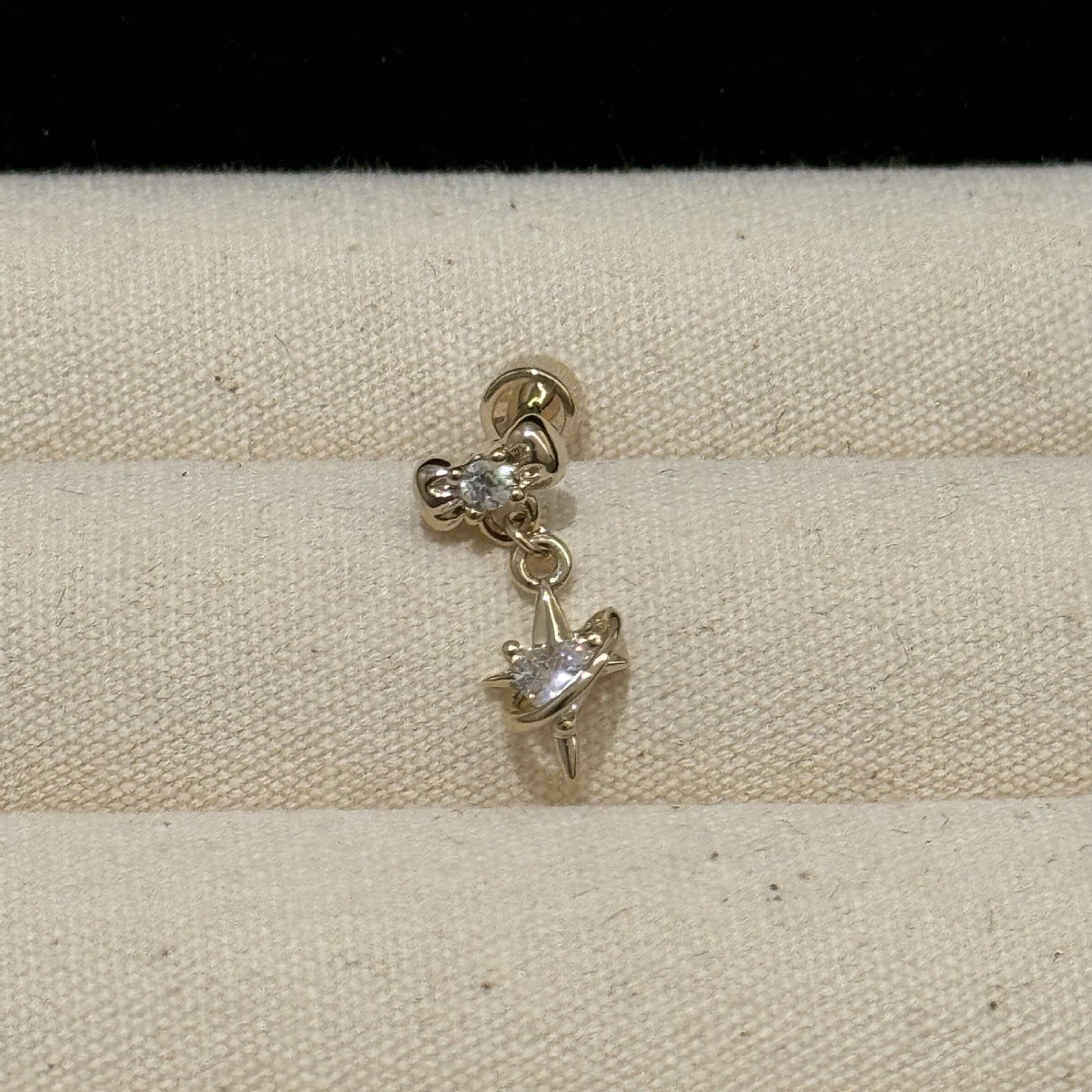 Women's Light Coffee Gold Collection Series Minimalist Zircon Ear Earrings