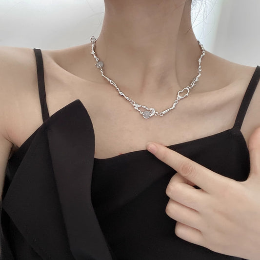 Pin Moonstone Irregular Female Design Cold Style High-grade Necklaces