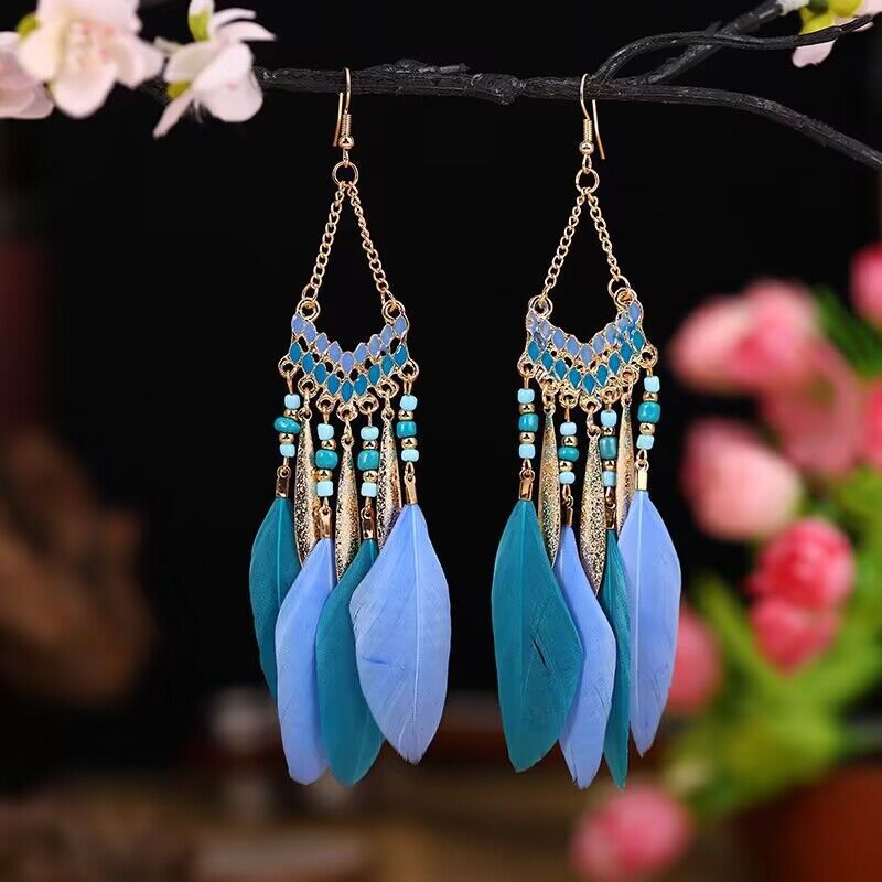 Bohemian Feather High-grade Yunnan Tourism Holiday Earrings