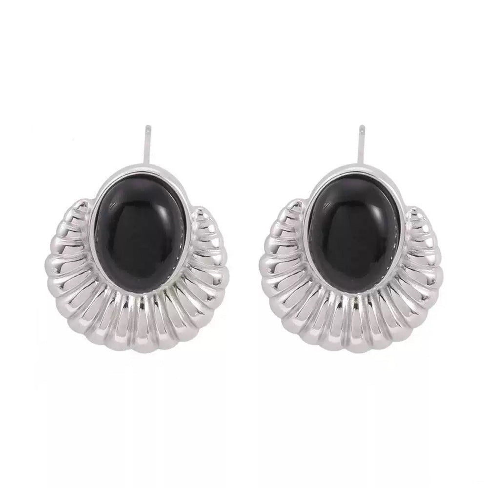 Black Agate Temperament Personality Summer Frosty Simple Earrings