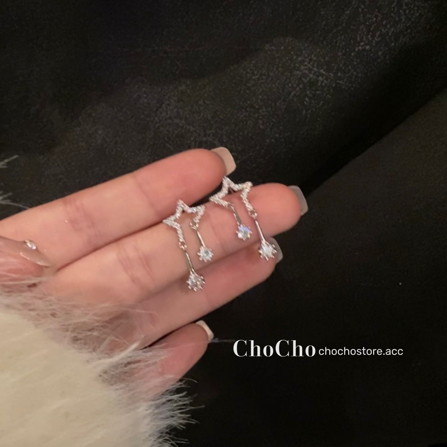 Niche Design Double Flow Star Zircon Female Summer Light Luxury Stud Earrings