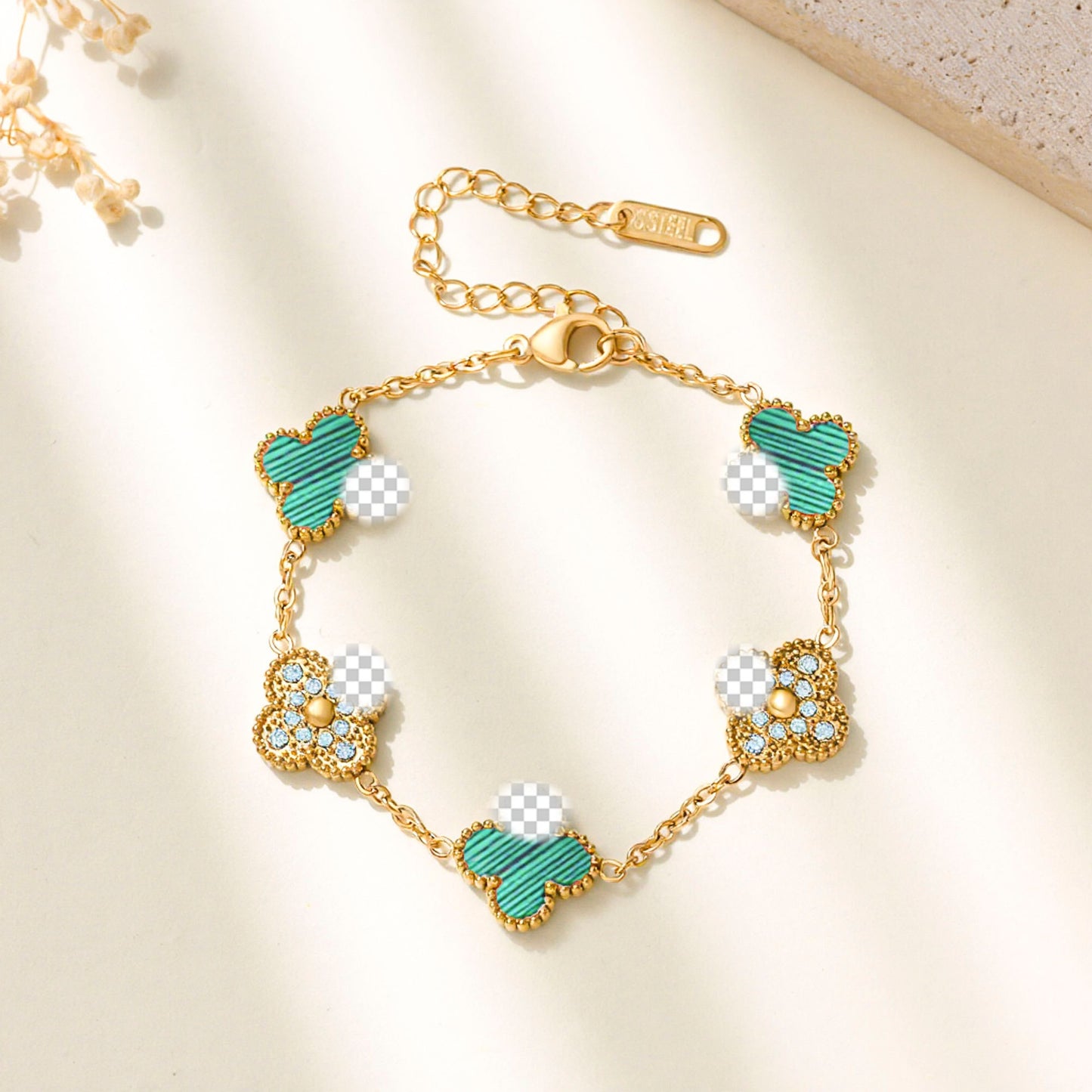 Three-dimensional Flower Elegant Handmade Fashion Temperament Stainless Steel Bracelet