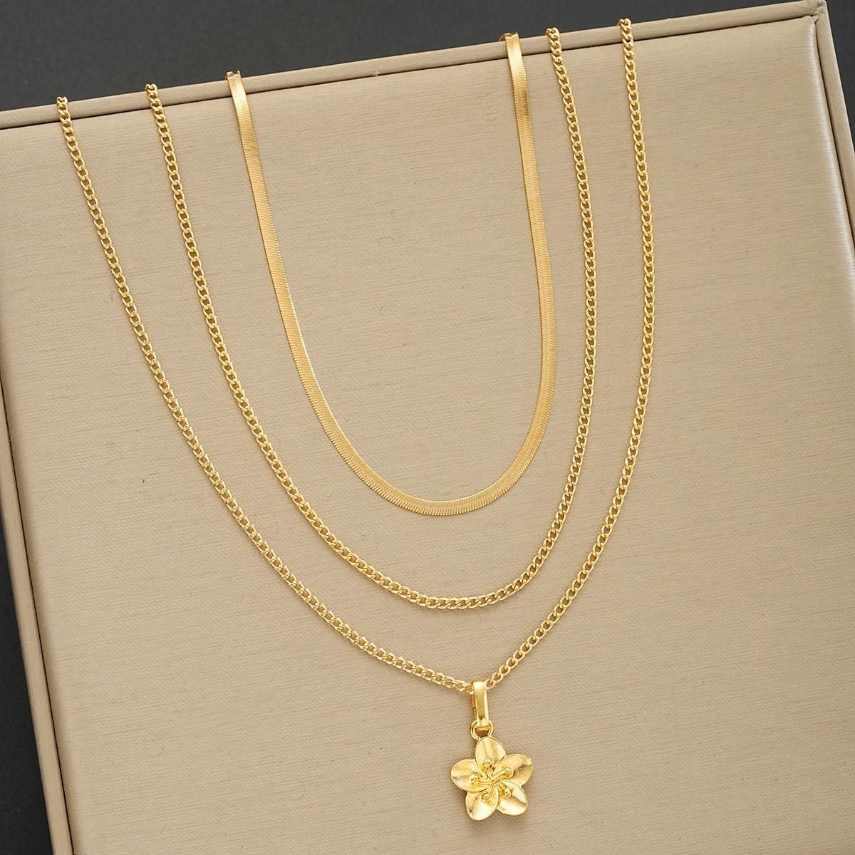 Fashion Twin Clavicle Chain Simple Flower Unique Necklace