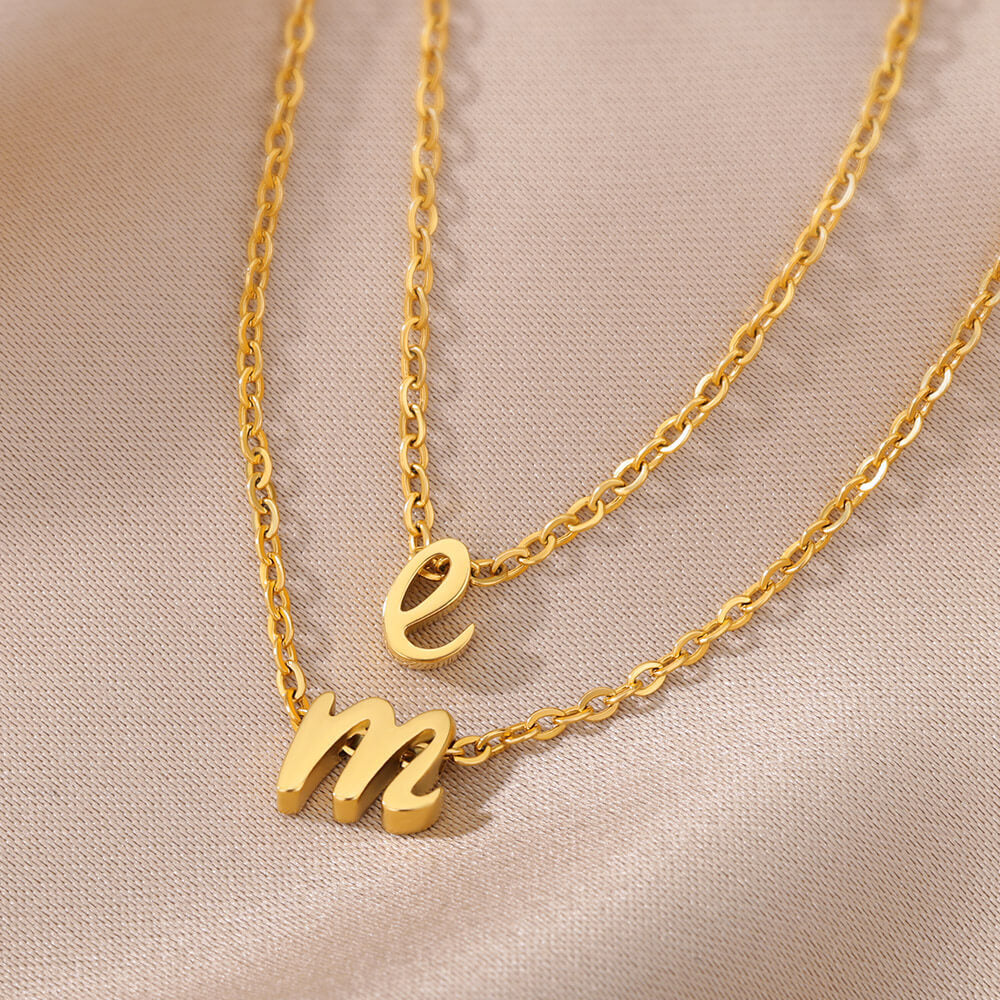 Lowercase Letter Hollow Stainless Steel Small Necklaces