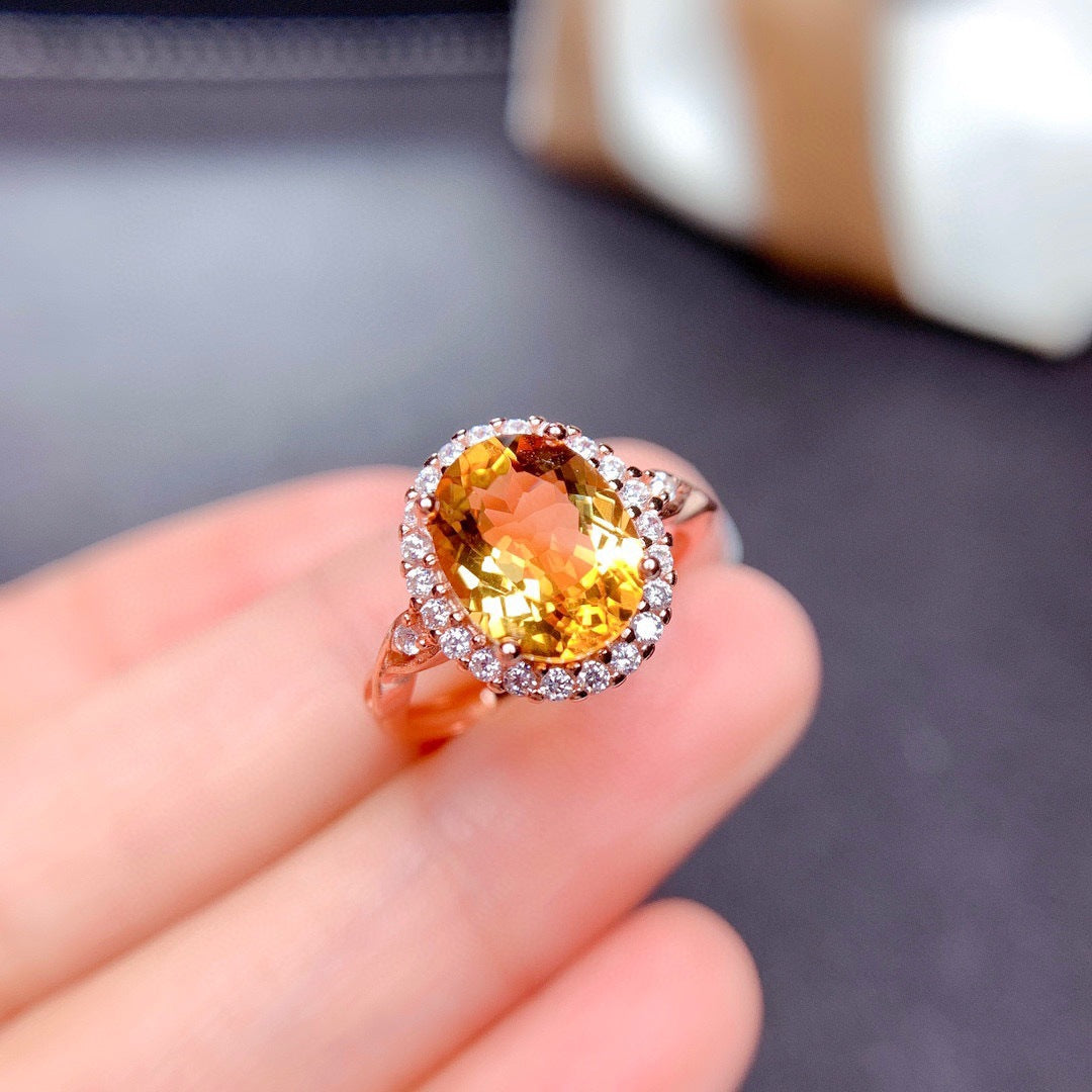 Broadcast Colored Gems Imitation Natural Topaz Ring