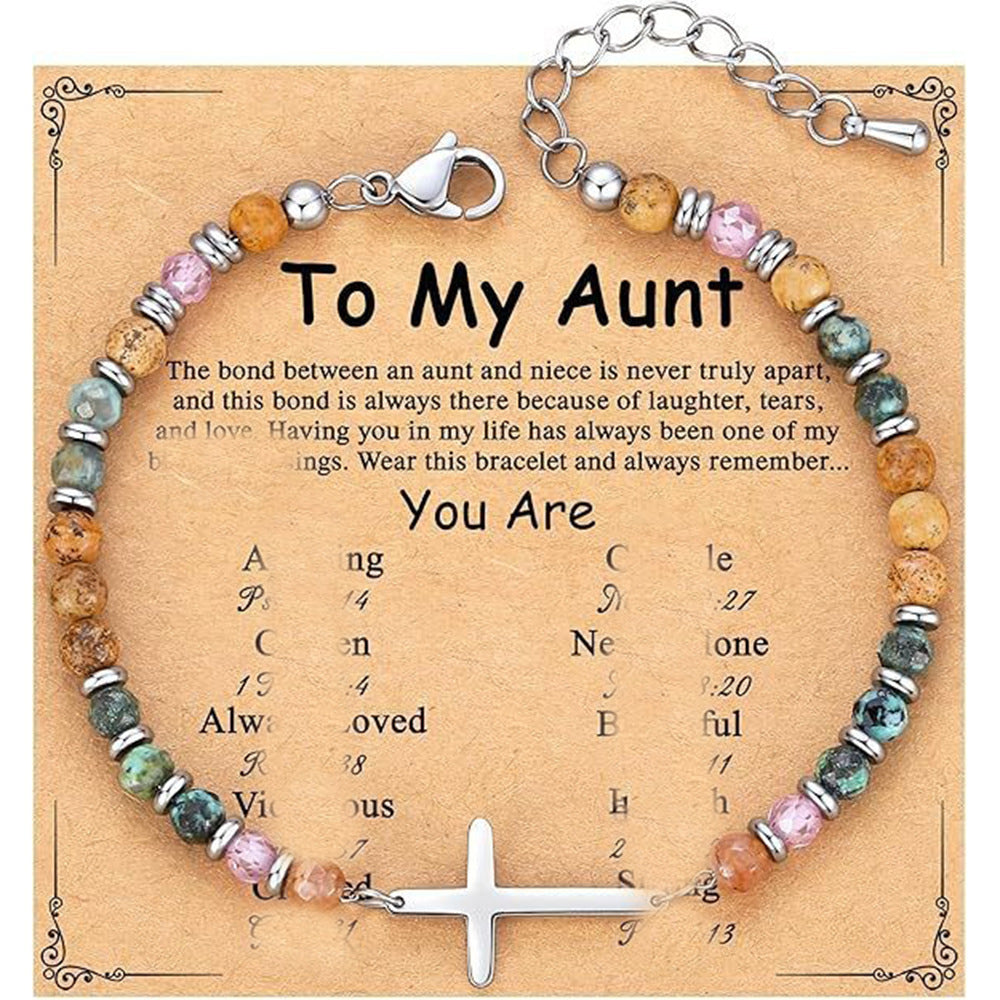 Natural Turquoise Cross Picture Stone Pink Crystal Bracelets