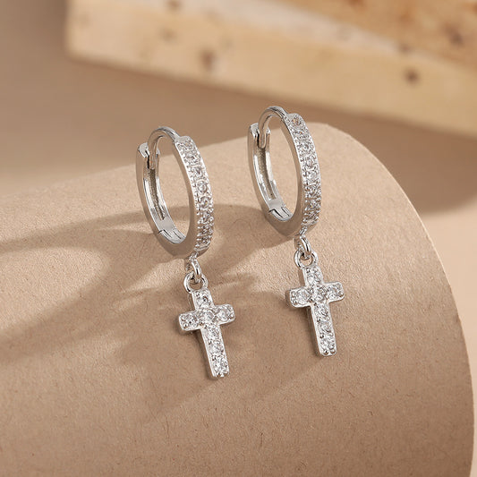 Women's Diamond Cross Ear Clip Personality Gold-plated Earrings