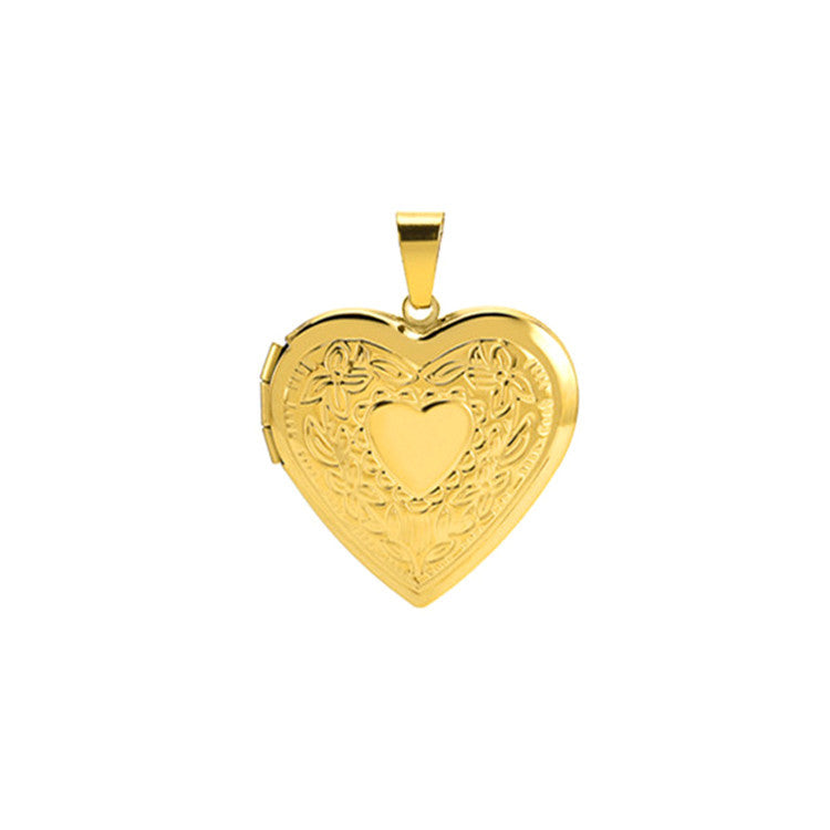 Gold-plated Heart-shaped Open Box Thin Flip Necklaces