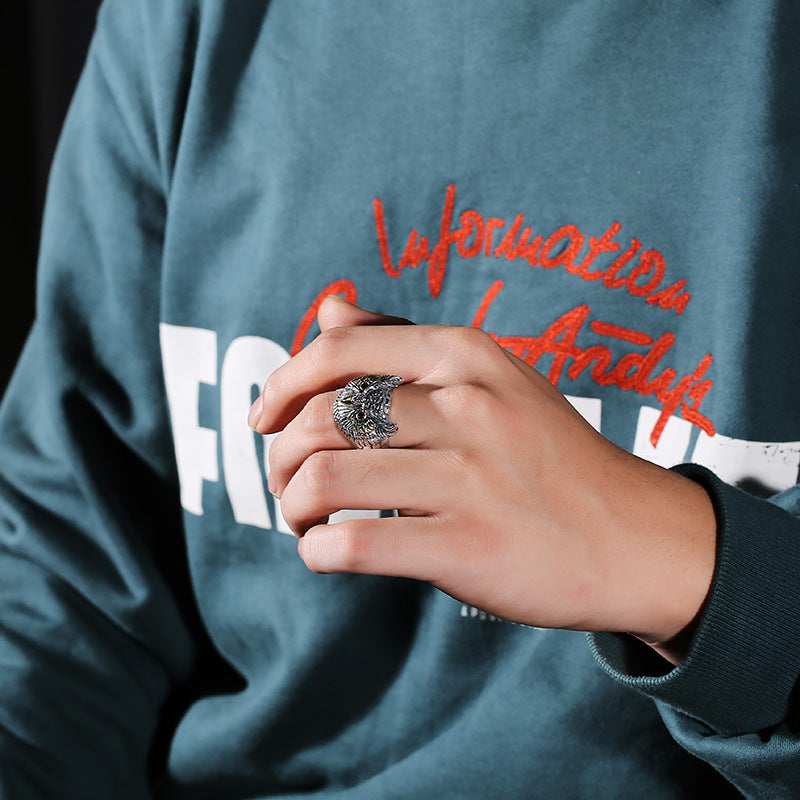 Men's Trendy Style Distressed Owl Domineering Personalized Forefinger For Light Luxury Ring