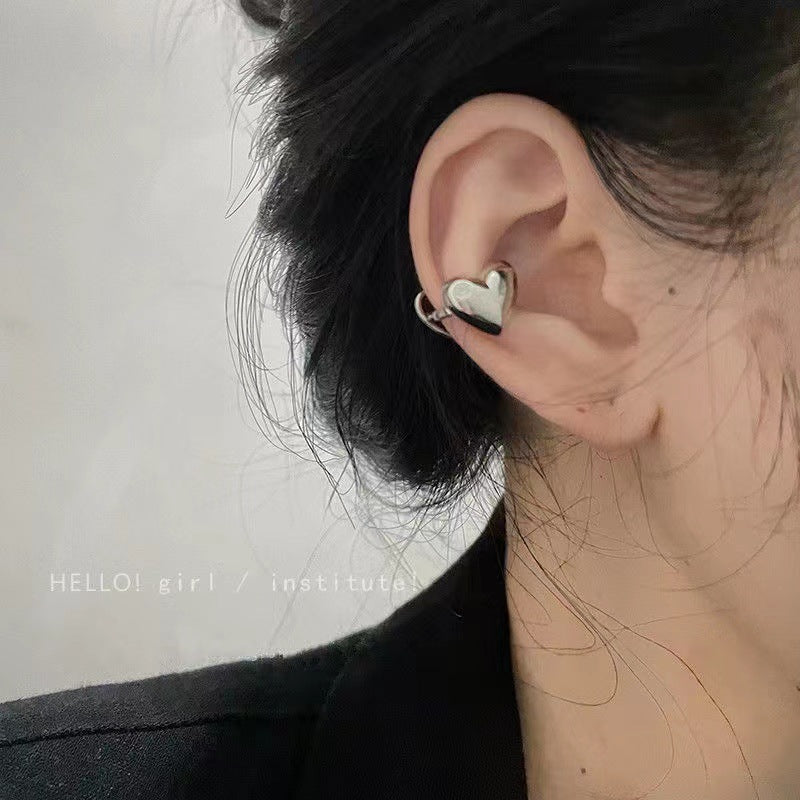 Women's High-grade French Style Metal Heart Clip Earless Trendy Simple Ear Buckle