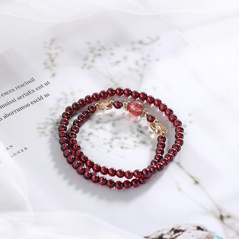 Natural Wine Red Real Garnet Female Strawberry Lucky Bracelets