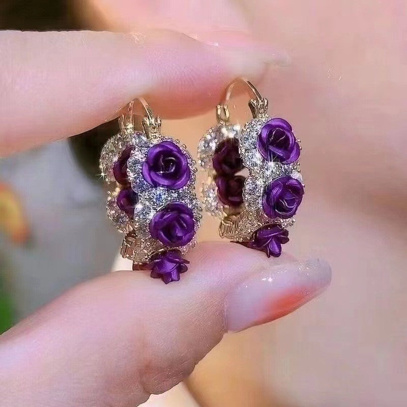 Red Rose Ear Clip Romantic Aura Earrings
