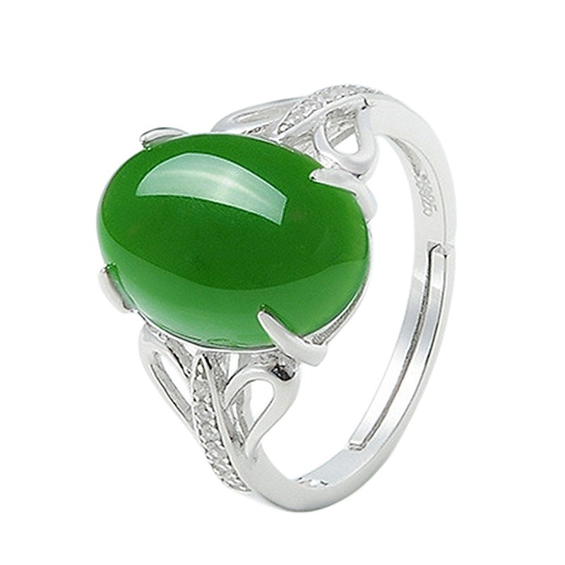 Variety Of Creative Green Agate Open Simple Retro Rings