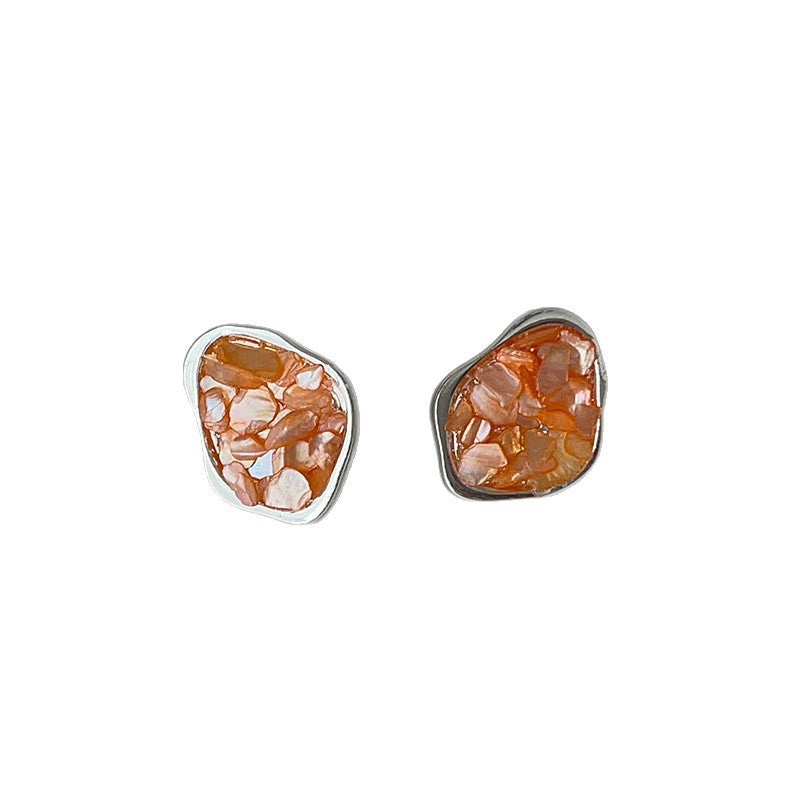 Broken Shell Irregular Ear Female Mild Luxury Retro Earrings