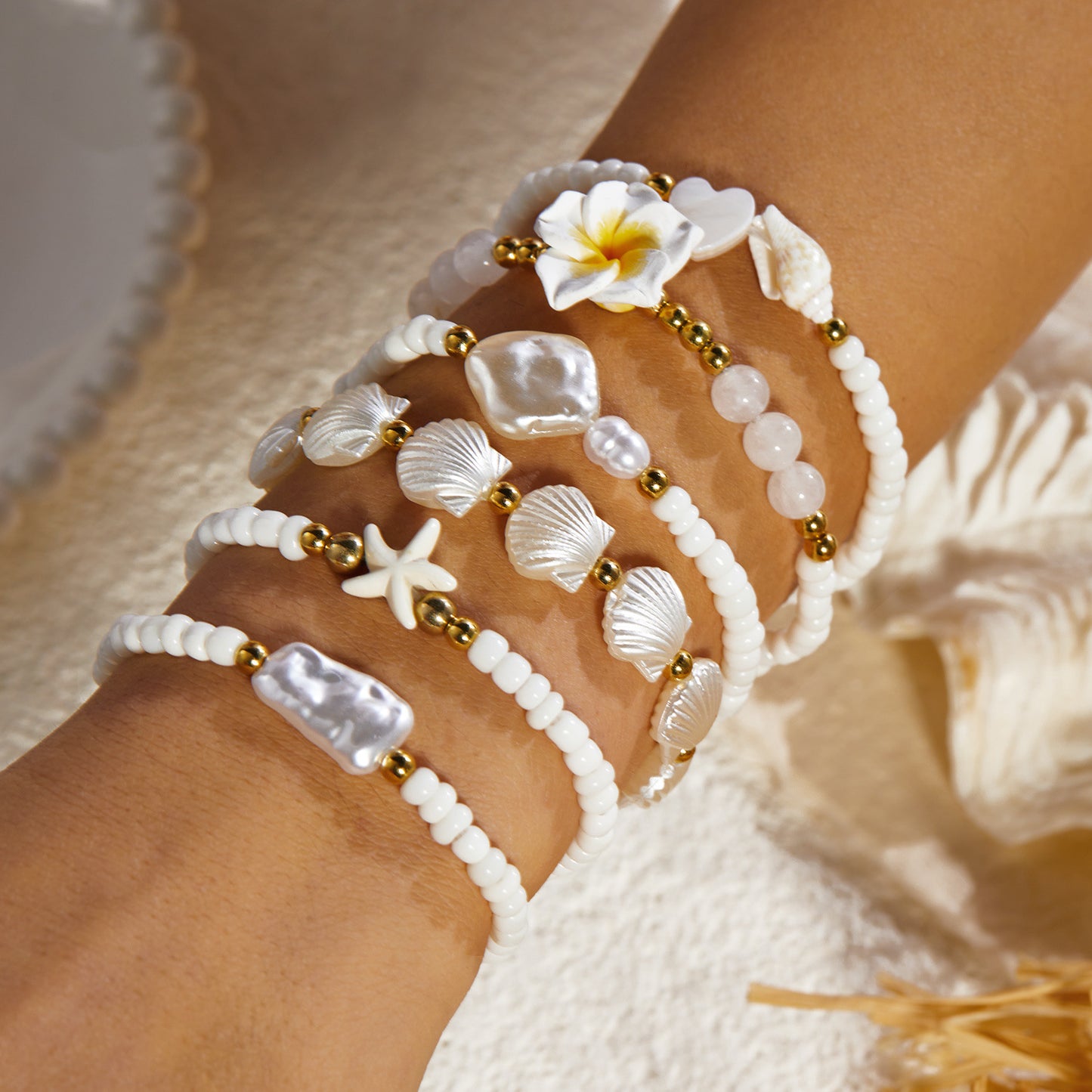 Summer Vacation Style Twin Starfish Fishtail Female Creative Bracelet