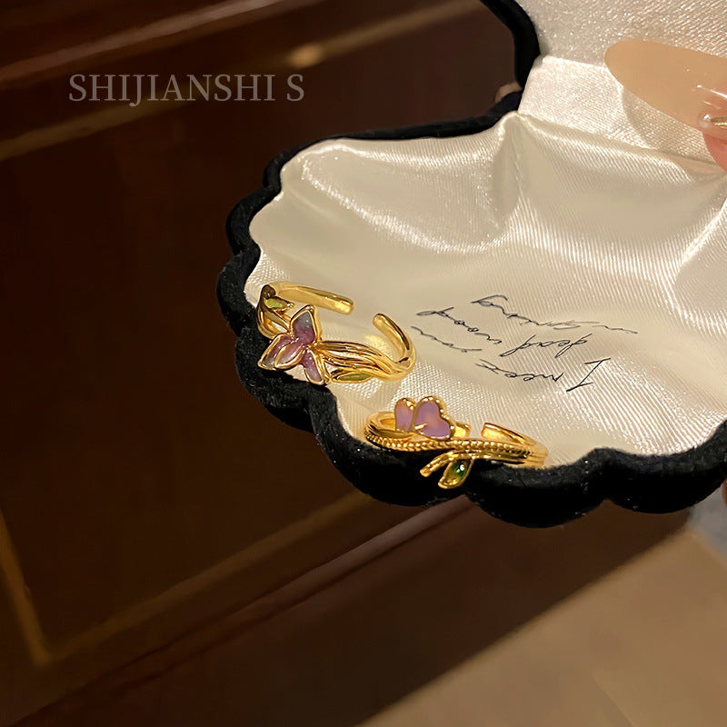 Female Light Luxury Minority Quiet Butterfly Ring