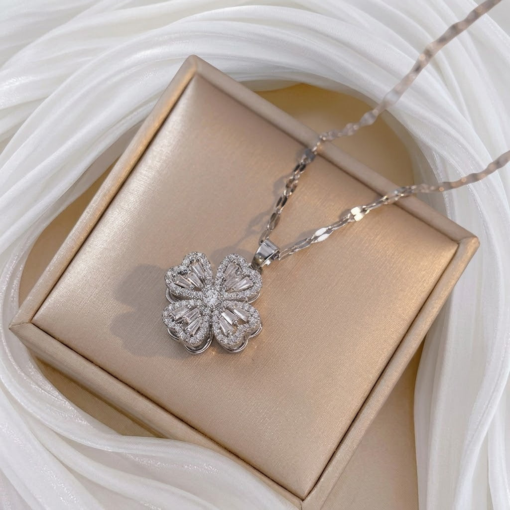 Design Rotating Bauhinia Zircon Flower Gas Clavicle Chain Necklace