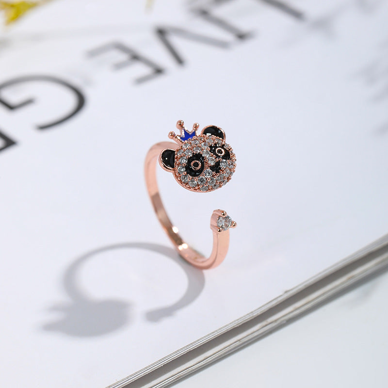 Panda Spinning Creative Opening Adjustable Index Finger Ring