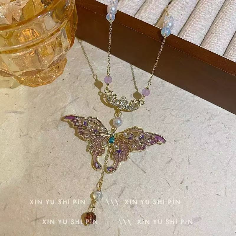 Sweet Cool Hot Butterfly Tassel Female Punk Retro Necklet Necklaces