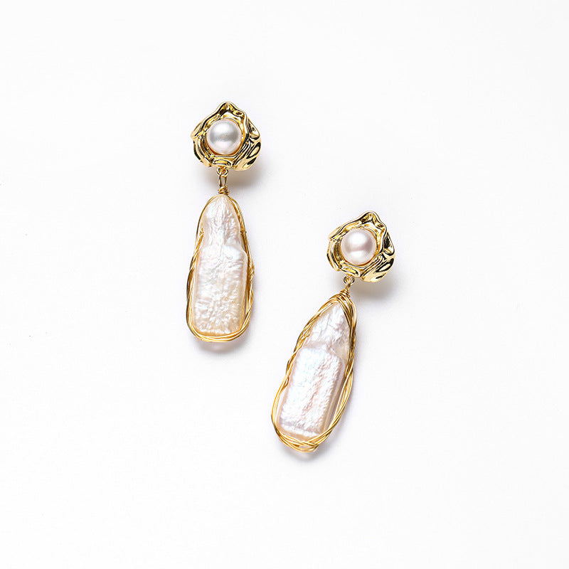 Freshwater Baroque Pearl Eardrops Dignified Street Earrings