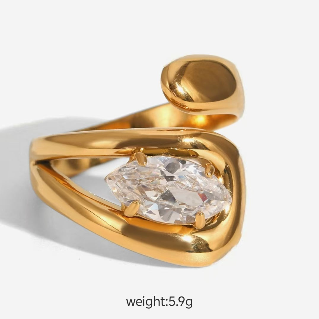 Women's Zircon Titanium Steel No Fading Light Luxury Ring