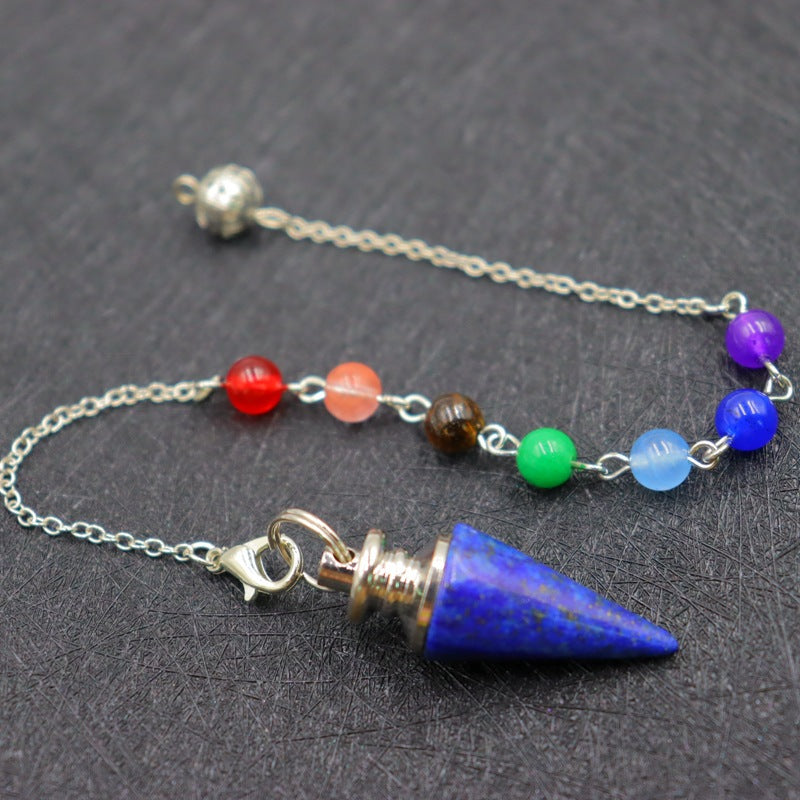 Column Pendulum Chain Natural Crystal Hexagonal Cone Pendants