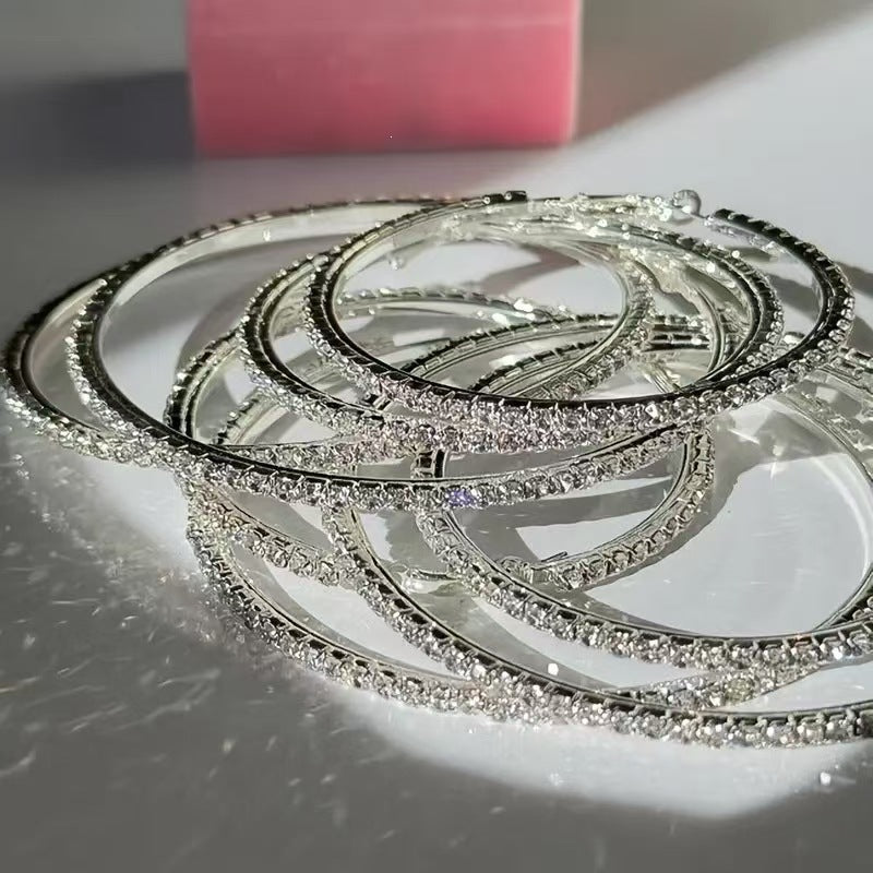 Shiny Shaped High-grade Creative Simple Rhinestone Exaggerated Medium Earrings