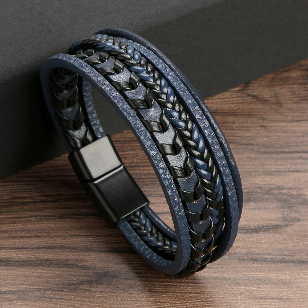Men's Fashion Creative Leather Personality Trendy Woven Simple Bracelet