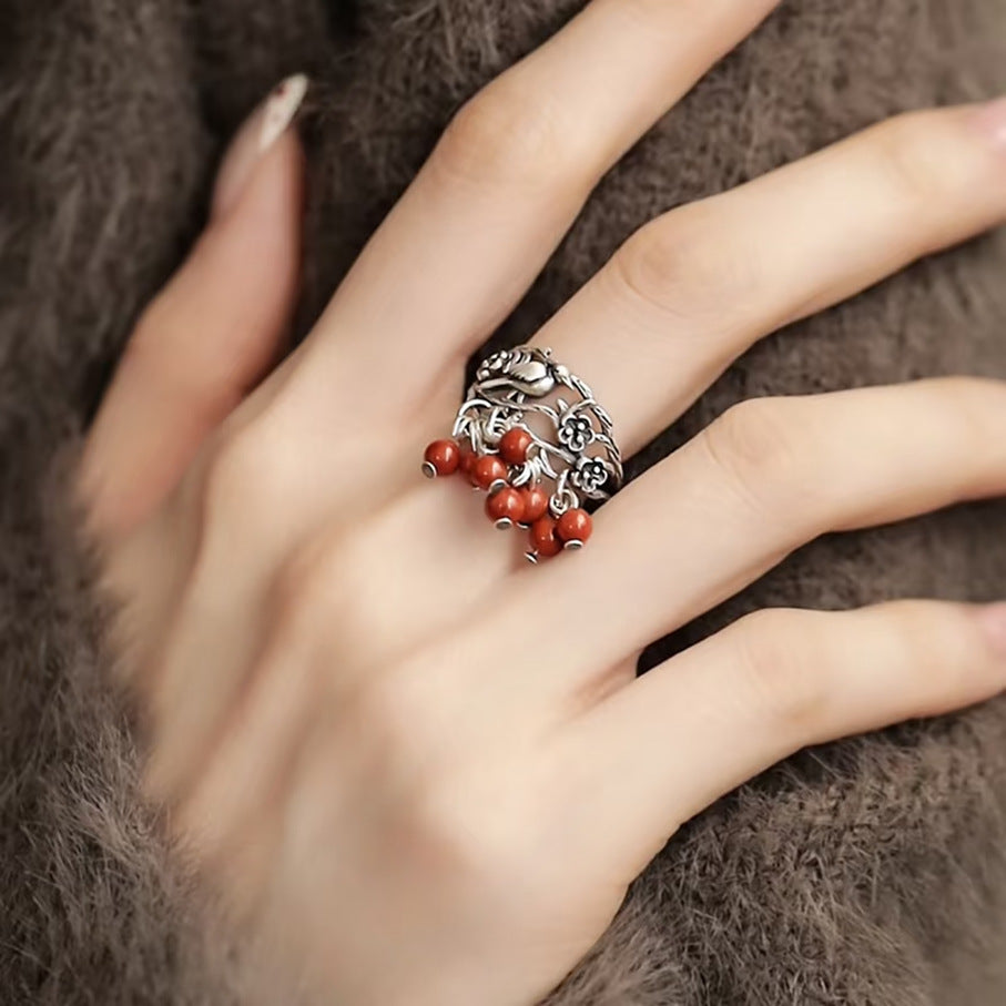 Chinese Style Phoenix Coronet Tassel Female Retro Ethnic Gentle Temperament Ring